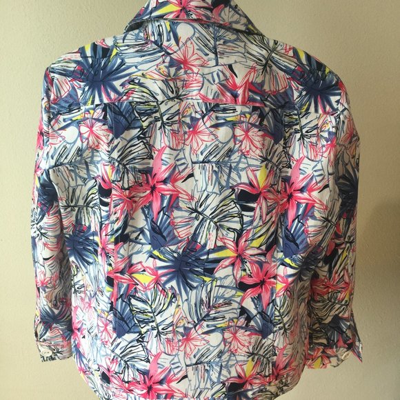 Denim Floral Jacket - Picture 2 of 4